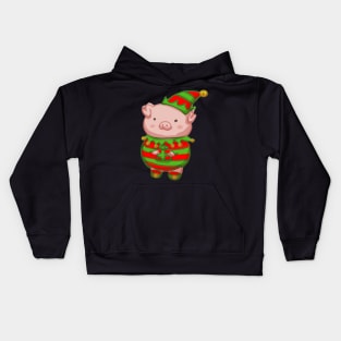 Xmas Pig Elf Kids Hoodie